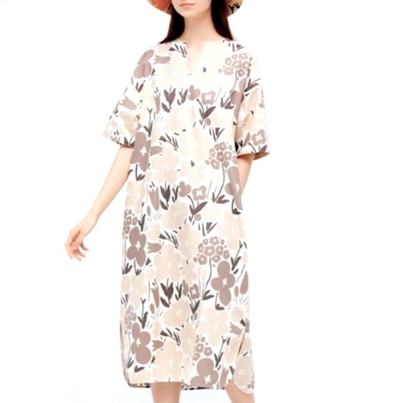 Marimekko X Uniqlo Kaftan floral Linen Midi Dress XXS - Picture 1 of 10